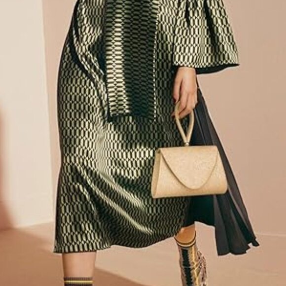 Neiman Marcus Glitter Gold Sequin Evening Top-Handle Purse - Picture 3 of 4